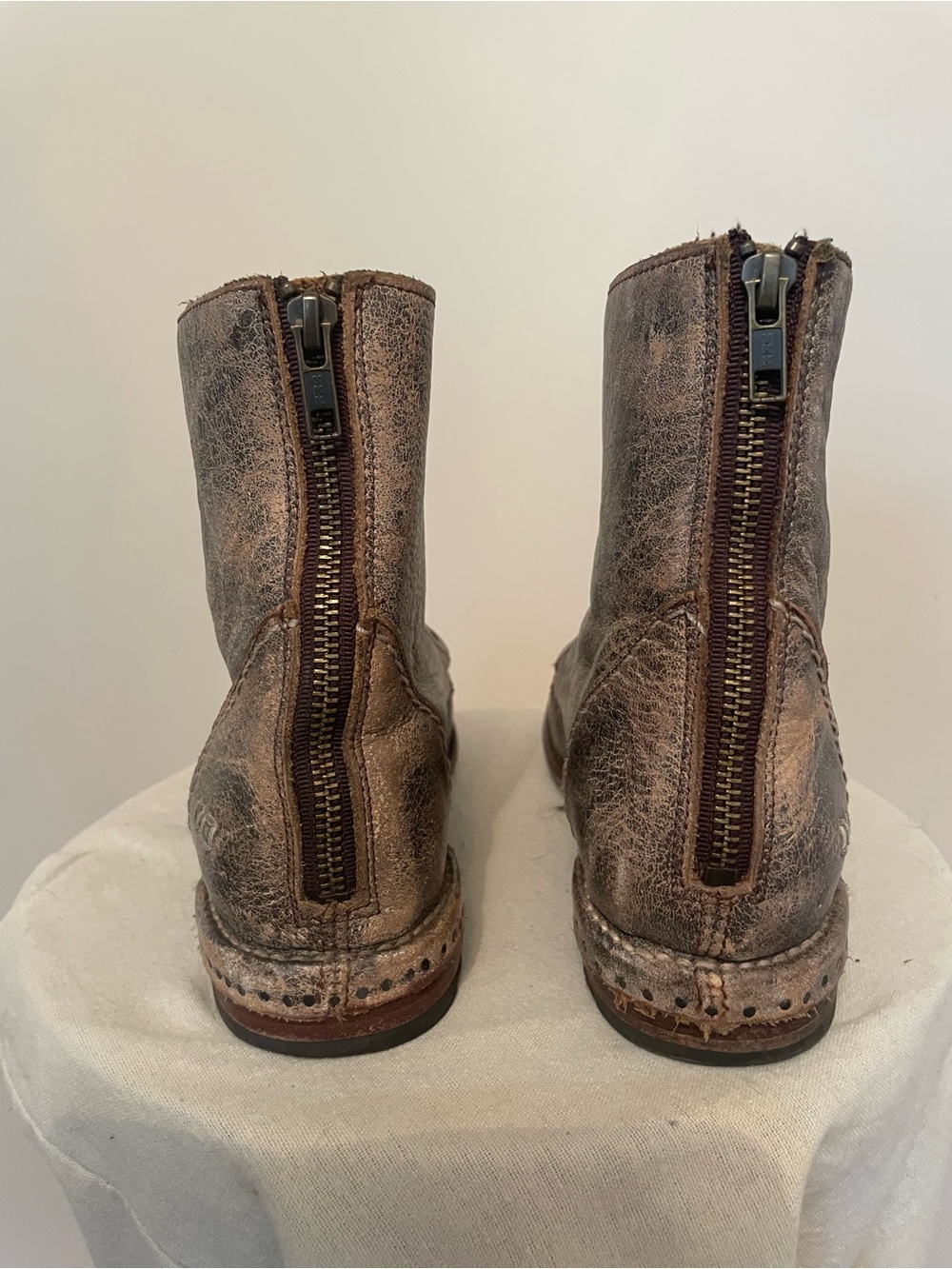 BedStu Distressed Tan Leather Ankle Boots - Picture 2 of 9